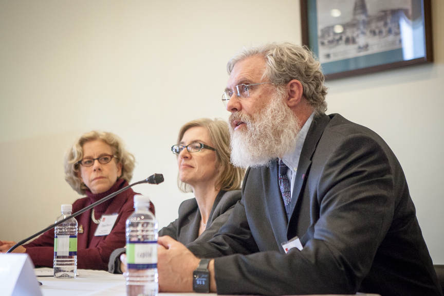 The Personal Genetics Education Project (pgEd) held a congressional briefing featuring Diana Bianchi, MD, Tufts University School of Medicine, Jennifer Doudna, PhD, University of California, Berkeley, and George Church, PhD, Harvard Medical School. Tuesday, November 17, 2015. Photo Credit: John Boal Photography