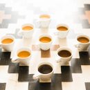 Photo of nine coffees of different colors