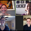 Four women smiling in a Zoom video conference call