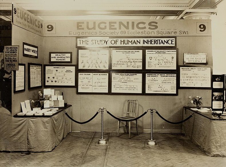 An historical photo of a eugenics society exhibit