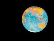 Illuminated globe showing Indian Ocean