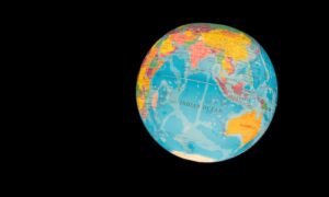 Illuminated globe showing Indian Ocean