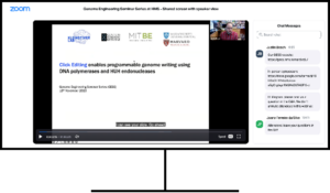 A virtual webinar screen with some information on the symposium